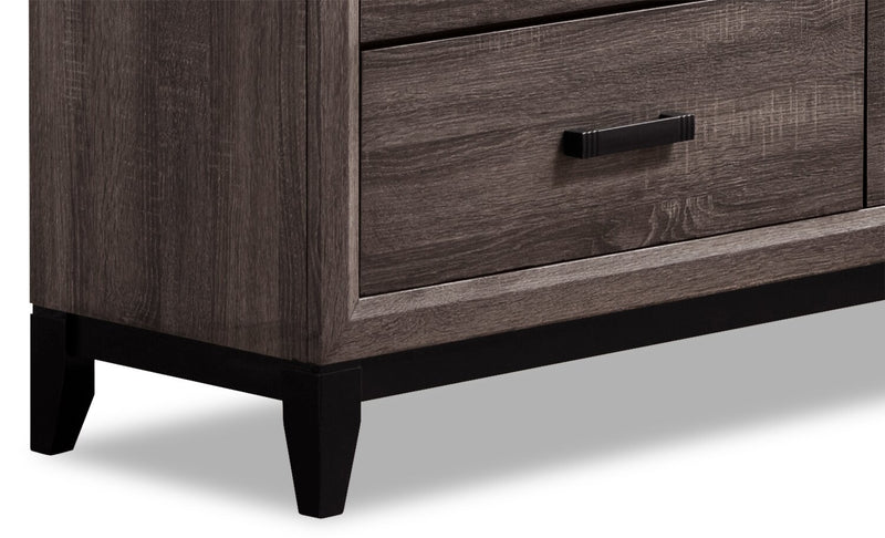 Kate Bedroom 6-Drawer Dresser, 58\"W x 37\"H - Grey/Brown