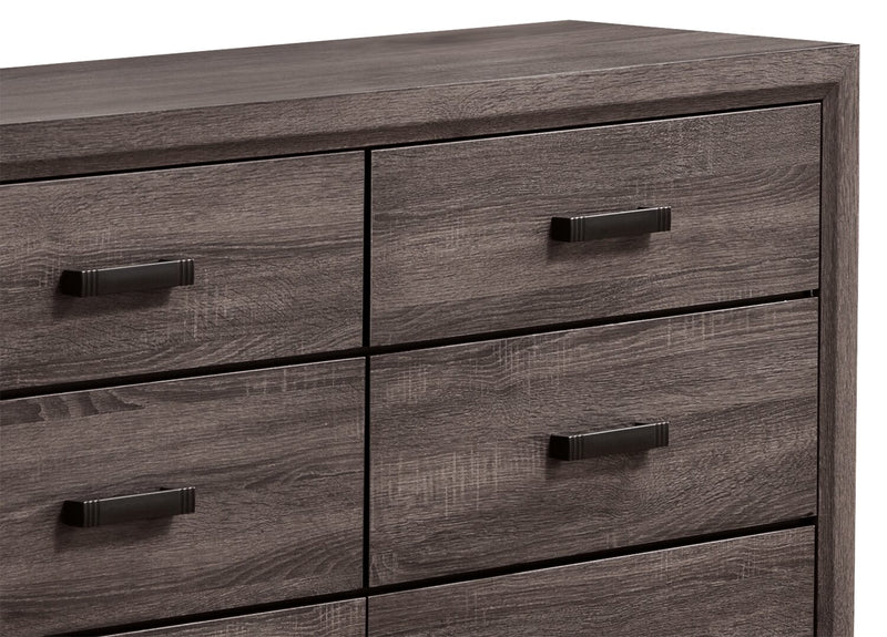 Kate Bedroom 6-Drawer Dresser, 58\"W x 37\"H - Grey/Brown