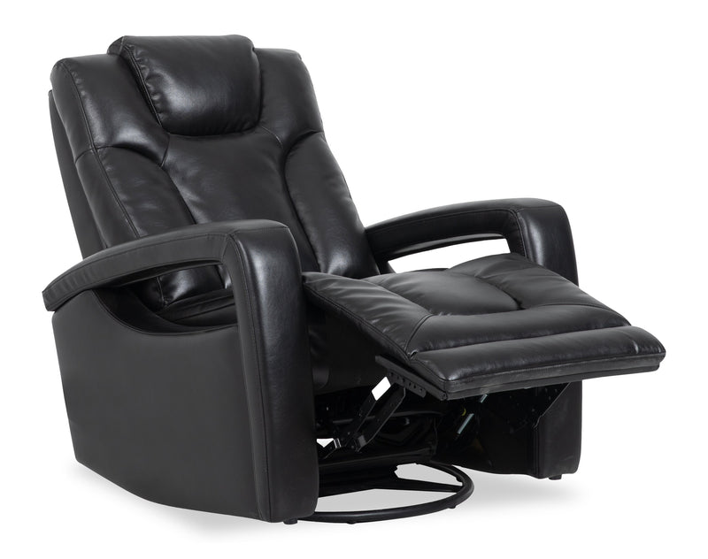 Kenzo 35\" Leather-Look Fabric Swivel Glider Reclining Chair - Black