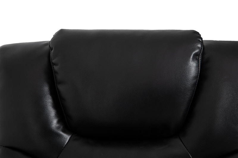 Kenzo 35\" Leather-Look Fabric Swivel Glider Reclining Chair - Black