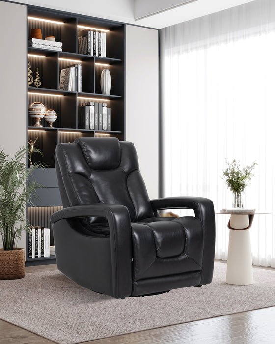 Kenzo 35\" Leather-Look Fabric Swivel Glider Reclining Chair - Black