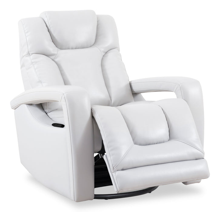 Kenzo 35\" Leather-Look Fabric Swivel Glider Reclining Chair - Fog Grey