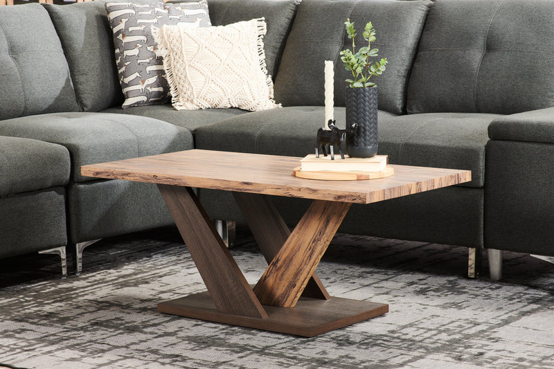 Kinsley 43.3\" Modern Coffee Table - Dark Brown Wood