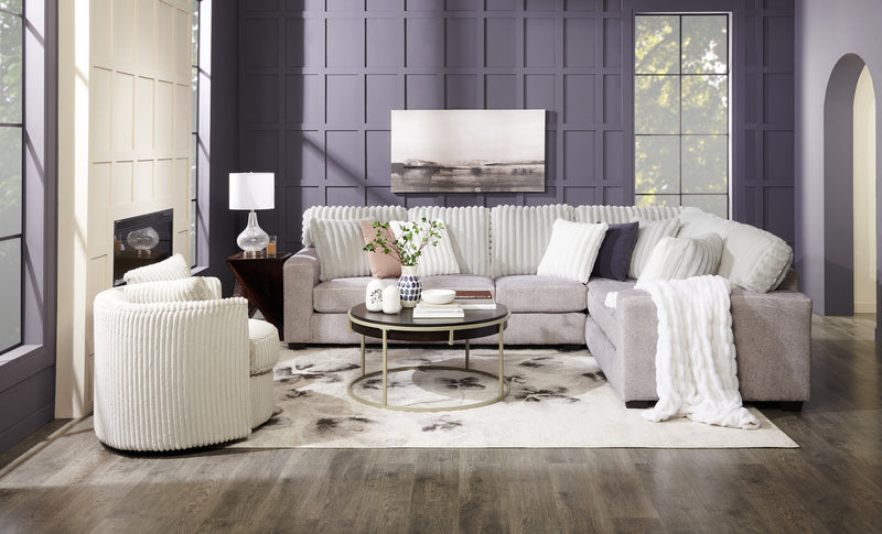 Made in Canada Koda 2-Piece Right-Facing Chenille Fabric Sectional with Reversible Cushions - Plush Paloma Grey