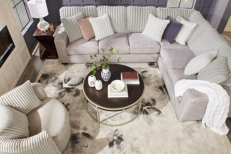 Made in Canada Koda 2-Piece Right-Facing Chenille Fabric Sectional with Reversible Cushions - Plush Paloma Grey