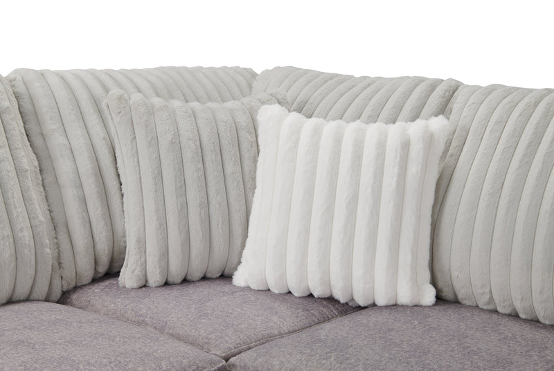 Made in Canada Koda 2-Piece Right-Facing Chenille Fabric Sectional with Reversible Cushions - Plush Paloma Grey