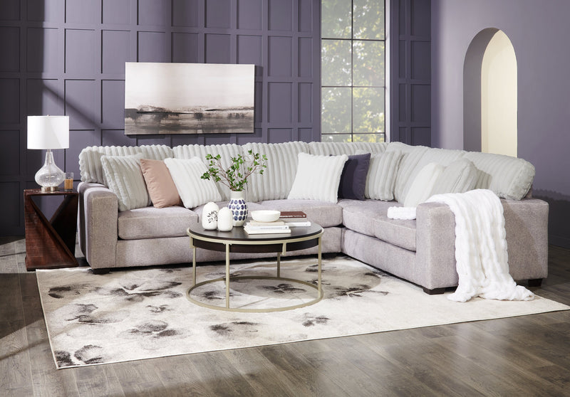 Made in Canada Koda 2-Piece Right-Facing Chenille Fabric Sectional with Reversible Cushions - Plush Paloma Grey