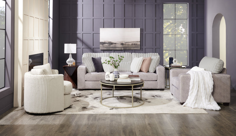 Made in Canada Koda 41\" Chenille and Faux Fur Fabric Chair with Removable Cushions - Plush Paloma Grey