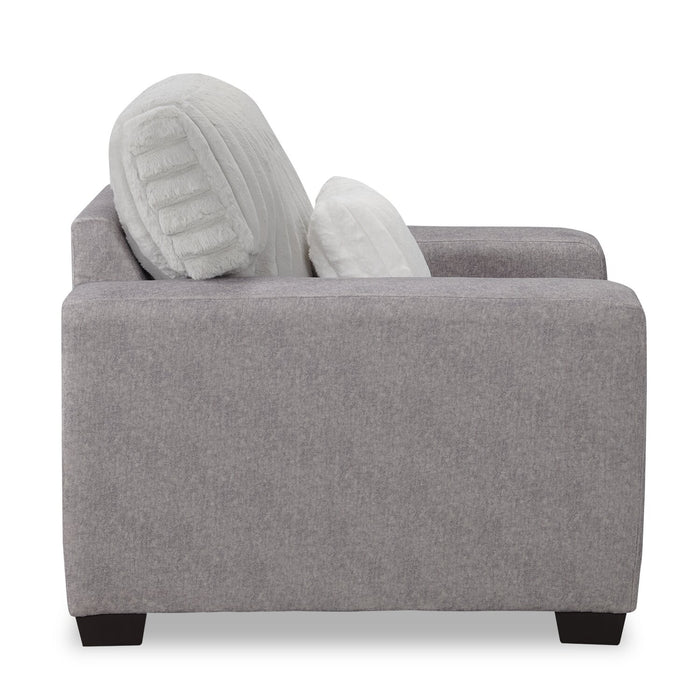 Made in Canada Koda 41\" Chenille and Faux Fur Fabric Chair with Removable Cushions - Plush Paloma Grey