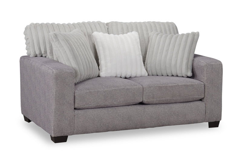 Made in Canada Koda 67\" Chenille and Faux Fur Fabric Loveseat with Removable Cushions - Plush Paloma Grey