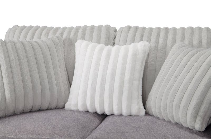 Made in Canada Koda 67\" Chenille and Faux Fur Fabric Loveseat with Removable Cushions - Plush Paloma Grey