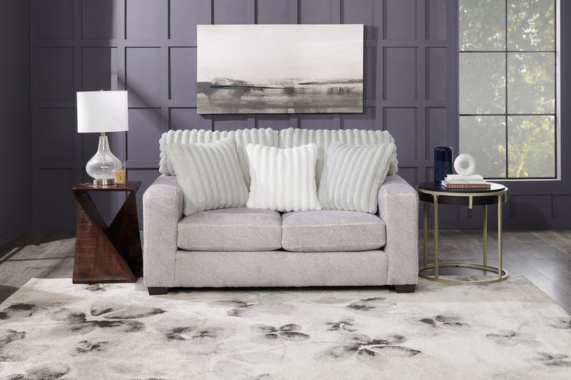 Made in Canada Koda 67\" Chenille and Faux Fur Fabric Loveseat with Removable Cushions - Plush Paloma Grey