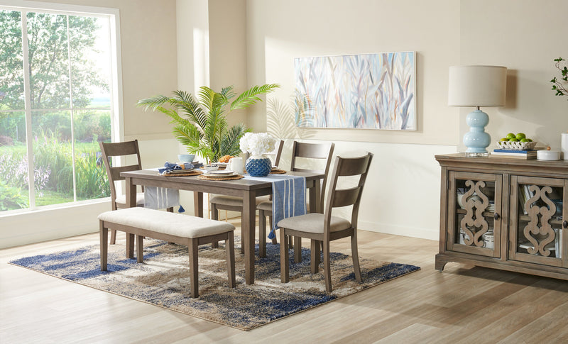 Krew Dining Bench with Polyester Fabric, 48\"W - Grey