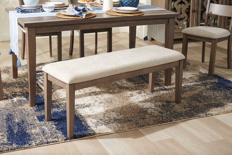 Krew Dining Bench with Polyester Fabric, 48\"W - Grey