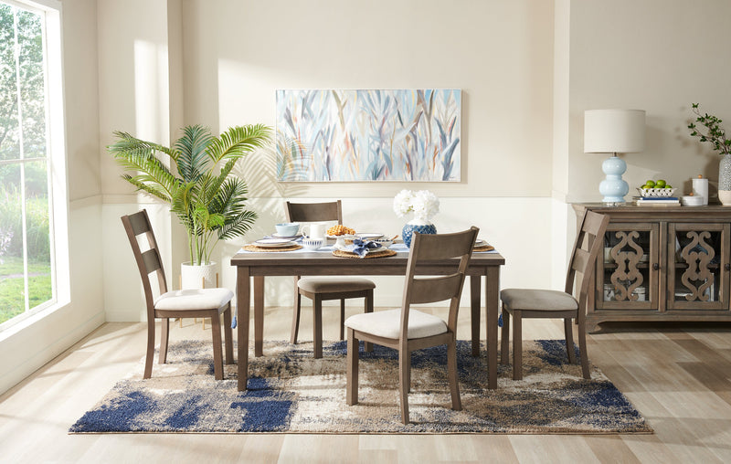 Krew Dining Chair with Polyester Fabric, Ladder-Back - Grey