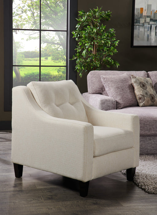 Made in Canada Cindy Crawford Home Kylie 32\" Linen-Look Fabric Chair with Button Tufting - Zeus Pearl