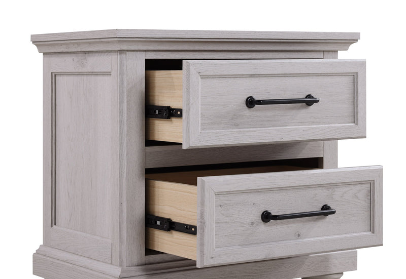 Kylie Bedside 2-Drawer Nightstand with USB Port, 26\"W x 25\"H - Sand