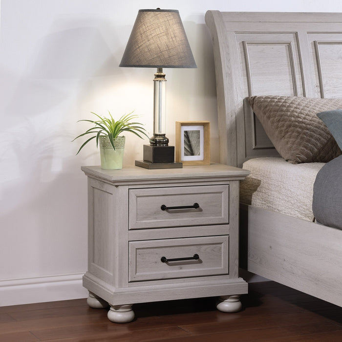 Kylie Bedside 2-Drawer Nightstand with USB Port, 26\"W x 25\"H - Sand