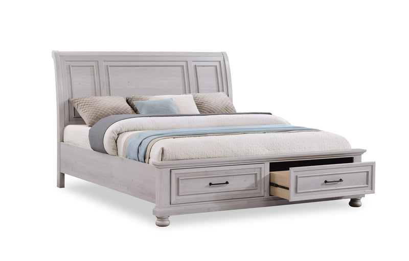 Kylie Platform Storage Bed with Headboard & Frame, Sand - King Size