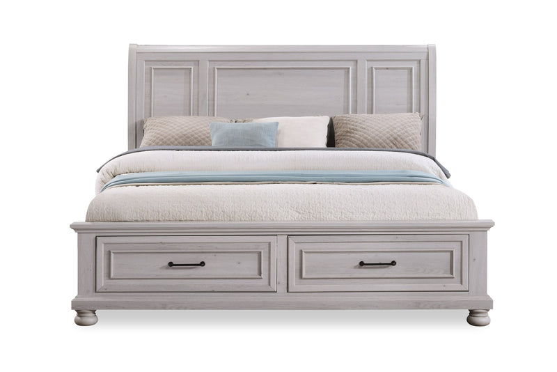 Kylie Platform Storage Bed with Headboard & Frame, Sand - King Size