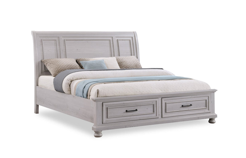 Kylie 5pc Bedroom Set with Storage Bed, Dresser & Mirror, Sand - King Size