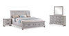 Kylie 6pc Bedroom Set with Storage Bed, Dresser, Mirror & Nightstand, Sand - King Size