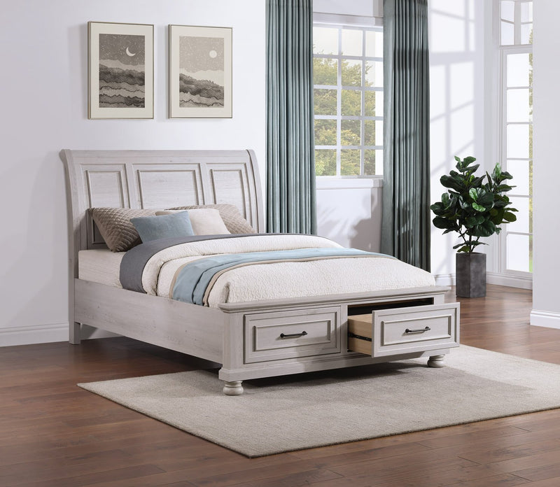 Kylie Platform Storage Bed with Headboard & Frame, Sand - Queen Size