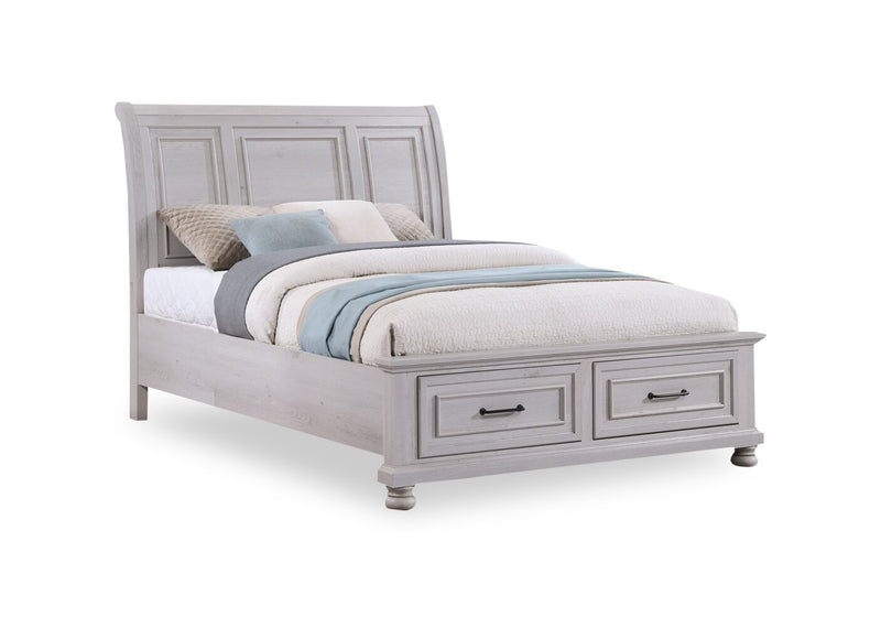 Kylie 6pc Bedroom Set with Storage Bed, Dresser, Mirror & Nightstand, Sand - Queen Size