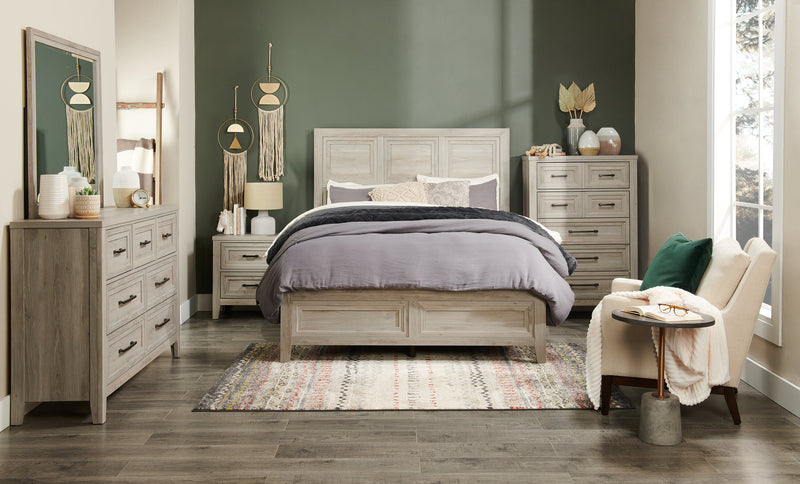 Lara Panel Bed with Headboard & Frame, Antique Grey - Queen Size