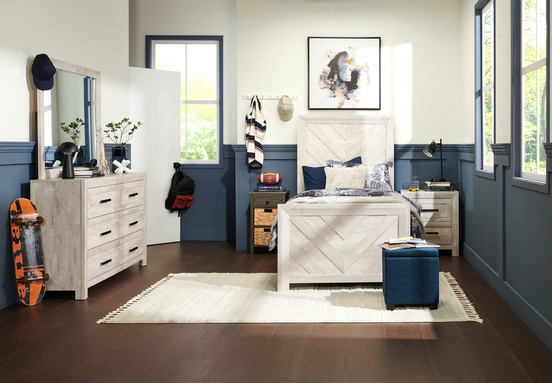 Lark Bedside 2-Drawer Nightstand, 24\"W x 26\"H - Rustic White