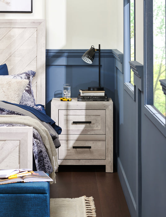 Lark Bedside 2-Drawer Nightstand, 24\"W x 26\"H - Rustic White