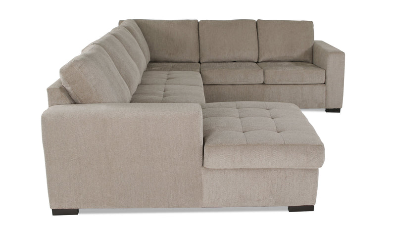 Made in Canada Legend 3-Piece Left-Facing Chenille Fabric Sleeper Sectional with Storage Chaise - Platinum Beige