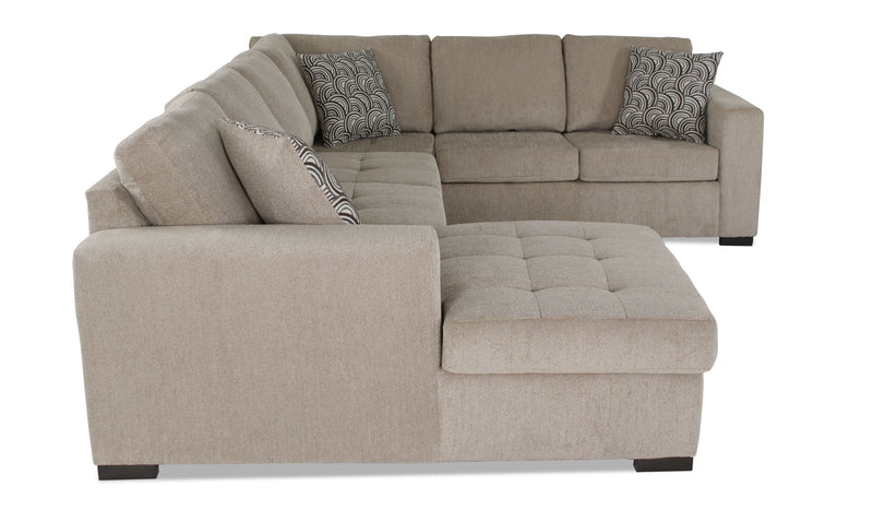 Made in Canada Legend 3-Piece Left-Facing Chenille Fabric Sleeper Sectional with Storage Chaise - Platinum Beige
