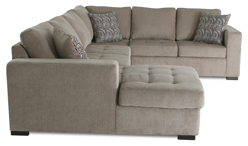 Made in Canada Legend 4-Piece Left-Facing Chenille Fabric Sleeper Sectional with Storage Chaise - Platinum Beige