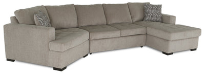 Made in Canada Legend 3-Piece Left-Facing Chenille Fabric Cuddler Sleeper Sectional with Chaise - Platinum Beige | Sofa-lit sectionnel enveloppant de gauche Legend 3 pièces fabriqué au Canada en tissu de chenille avec fauteuil long - beige platine