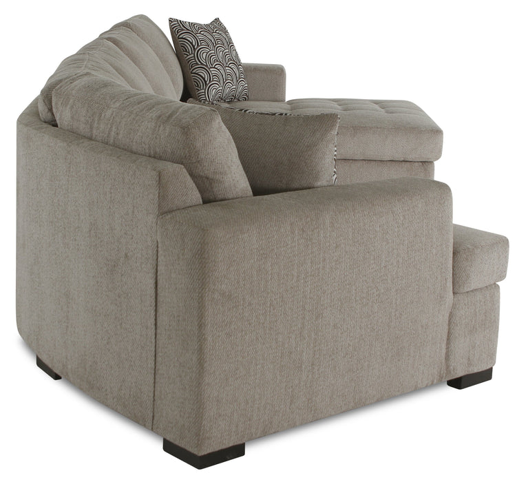 Made in Canada Legend 3-Piece Left-Facing Chenille Fabric Cuddler Sleeper Sectional with Chaise - Platinum Beige