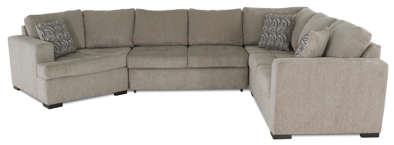 Made in Canada Legend 3-Piece Left-Facing Chenille Fabric Cuddler Sleeper Sectional - Platinum Beige
