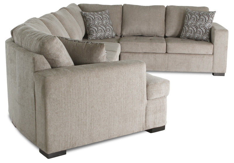 Made in Canada Legend 3-Piece Left-Facing Chenille Fabric Cuddler Sleeper Sectional - Platinum Beige