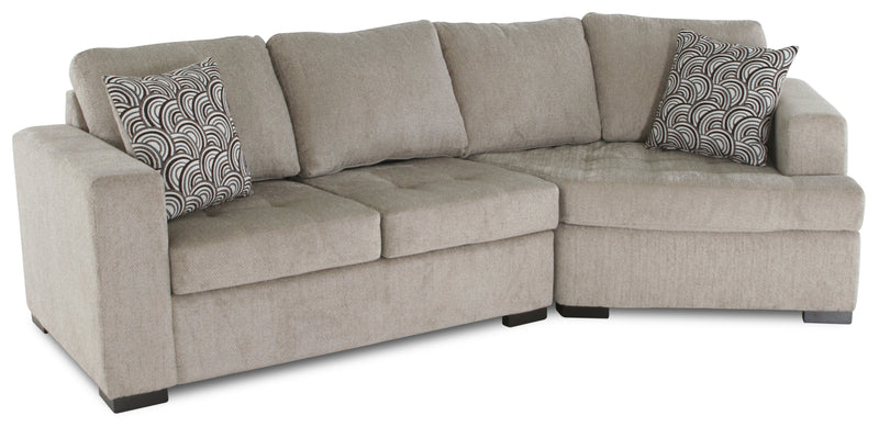 Made in Canada Legend 2-Piece Right-Facing Chenille Fabric Cuddler Sectional - Platinum Beige