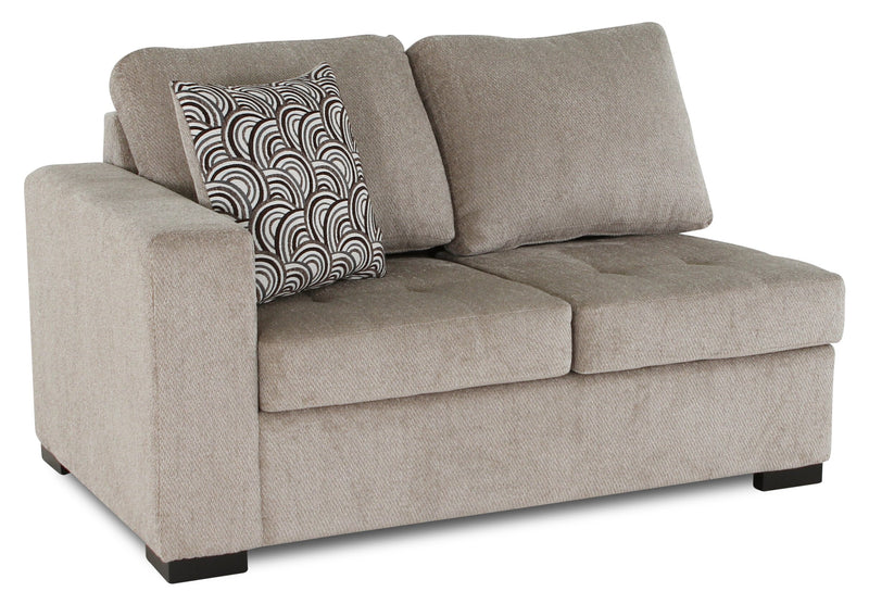 Made in Canada Legend 2-Piece Right-Facing Chenille Fabric Cuddler Sectional - Platinum Beige