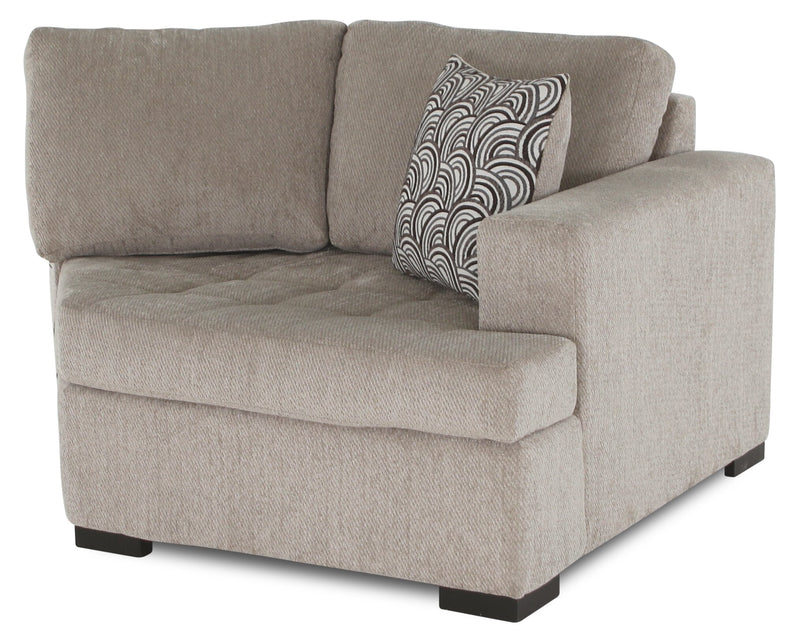 Made in Canada Legend 2-Piece Right-Facing Chenille Fabric Cuddler Sectional - Platinum Beige