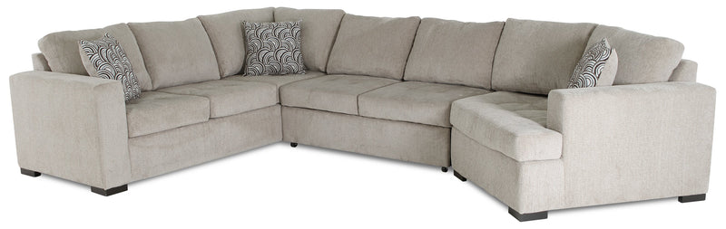 Made in Canada Legend 3-Piece Right-Facing Chenille Fabric Cuddler Sleeper Sectional - Platinum Beige