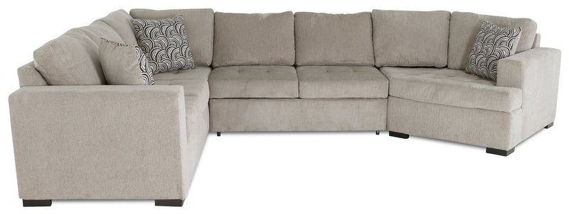 Made in Canada Legend 3-Piece Right-Facing Chenille Fabric Cuddler Sleeper Sectional - Platinum Beige