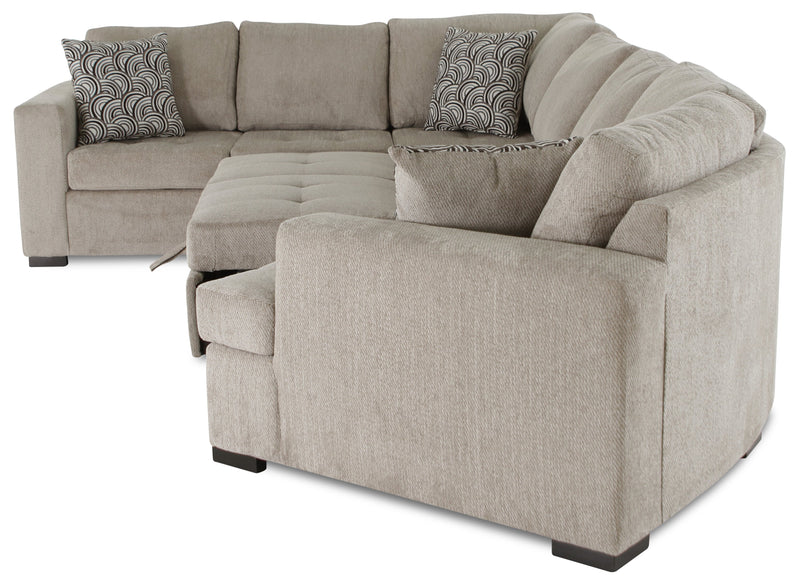 Made in Canada Legend 3-Piece Right-Facing Chenille Fabric Cuddler Sleeper Sectional - Platinum Beige