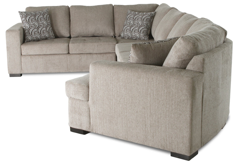 Made in Canada Legend 4-Piece Right-Facing Chenille Fabric Cuddler Sleeper Sectional - Platinum Beige