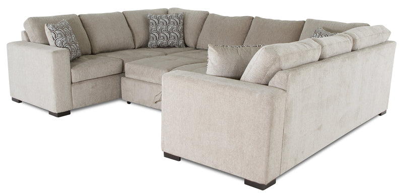 Made in Canada Legend 3-Piece Chenille Fabric Sleeper Sectional - Platinum Beige