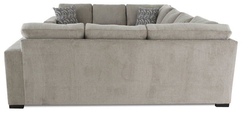Made in Canada Legend 3-Piece Chenille Fabric Sleeper Sectional - Platinum Beige