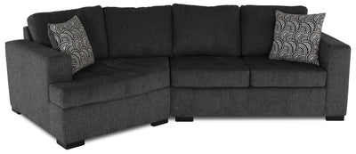 Made in Canada Legend 2-Piece Left-Facing Chenille Fabric Cuddler Sectional - Pepper Grey | Sofa sectionnel de gauche Legend 2 pièces fabriqué au Canada en tissu de chenille avec fauteuil enveloppant - gris poivre