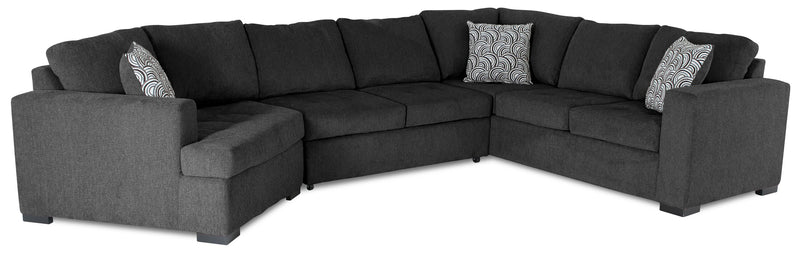 Made in Canada Legend 3-Piece Left-Facing Chenille Fabric Cuddler Sleeper Sectional - Pepper Grey