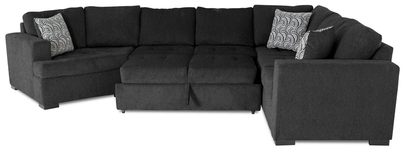 Made in Canada Legend 3-Piece Left-Facing Chenille Fabric Cuddler Sleeper Sectional - Pepper Grey